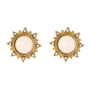 White Opal Sun Stud‎ Earrings 18K Gold Plated Stainless Steel